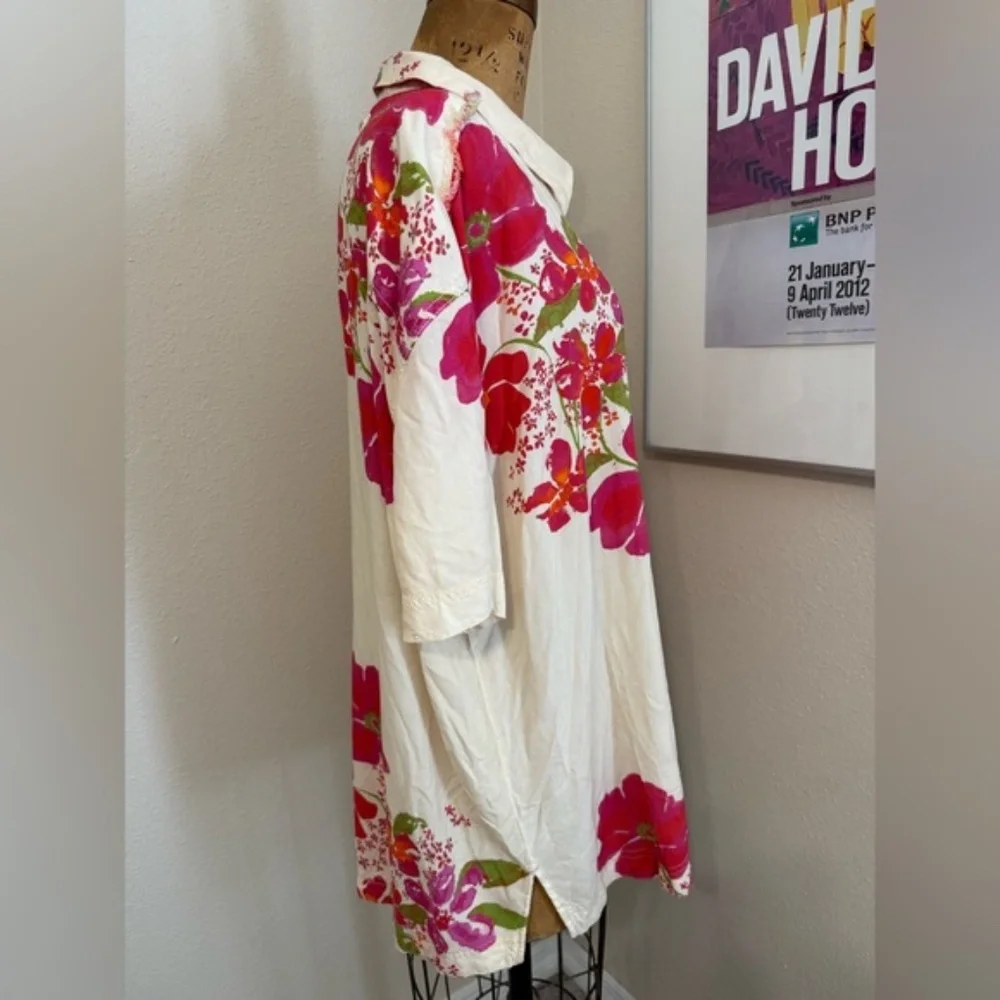 Free People Share Good Vibes Buttondown XS Ivory Pink Combo Floral - Picture 7 of 12